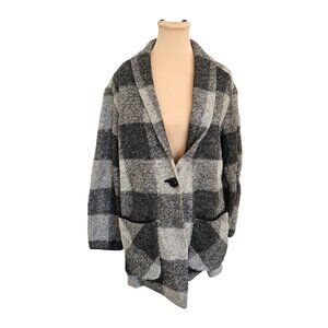 Wilfred Aritzia Off Duty Jacket Plaid Grey Wool Sz S